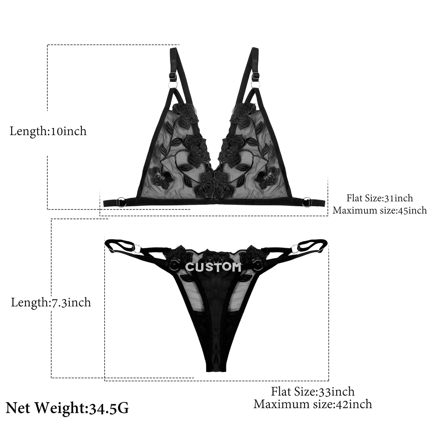 Sexy Custom Name Bra and Panty Lingerie Sets