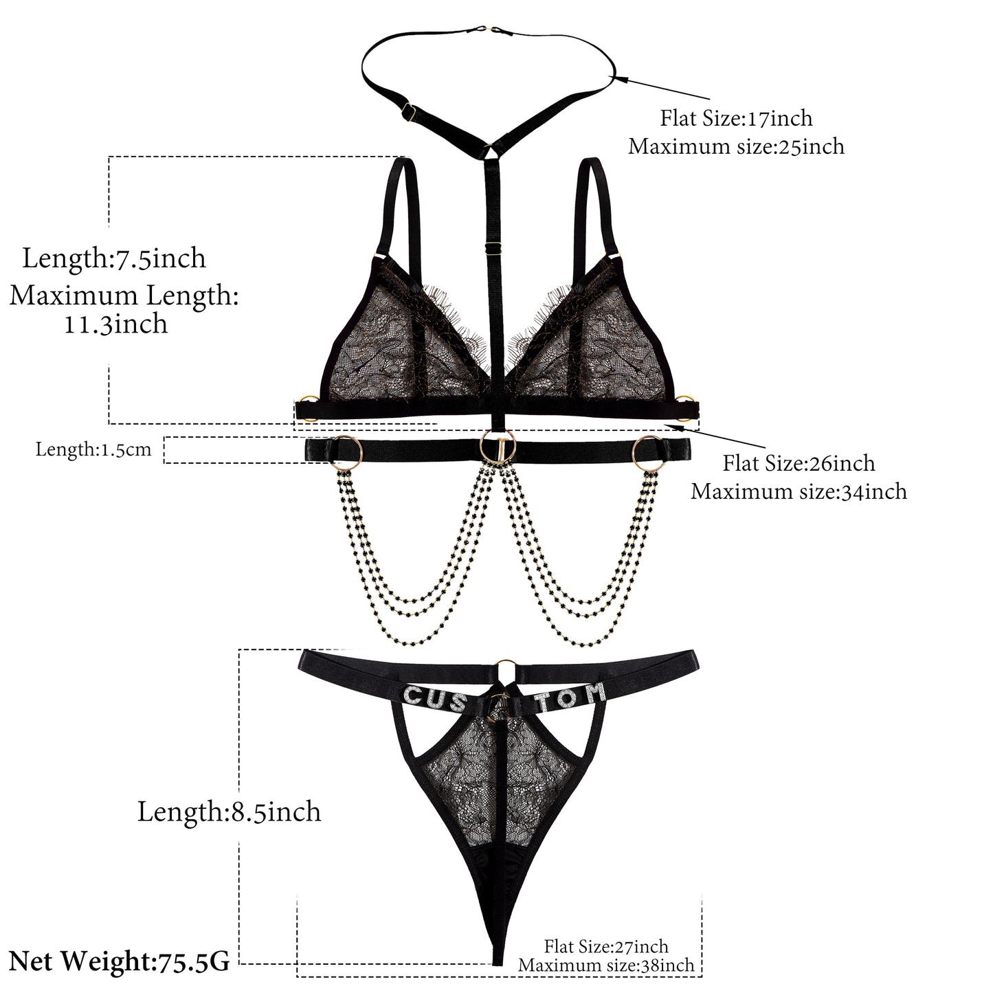 Women Lingerie Set Personalized Name Bra