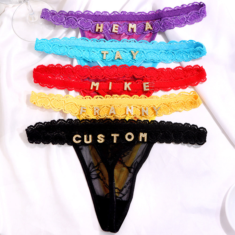 Custom Lettered Lace Thong