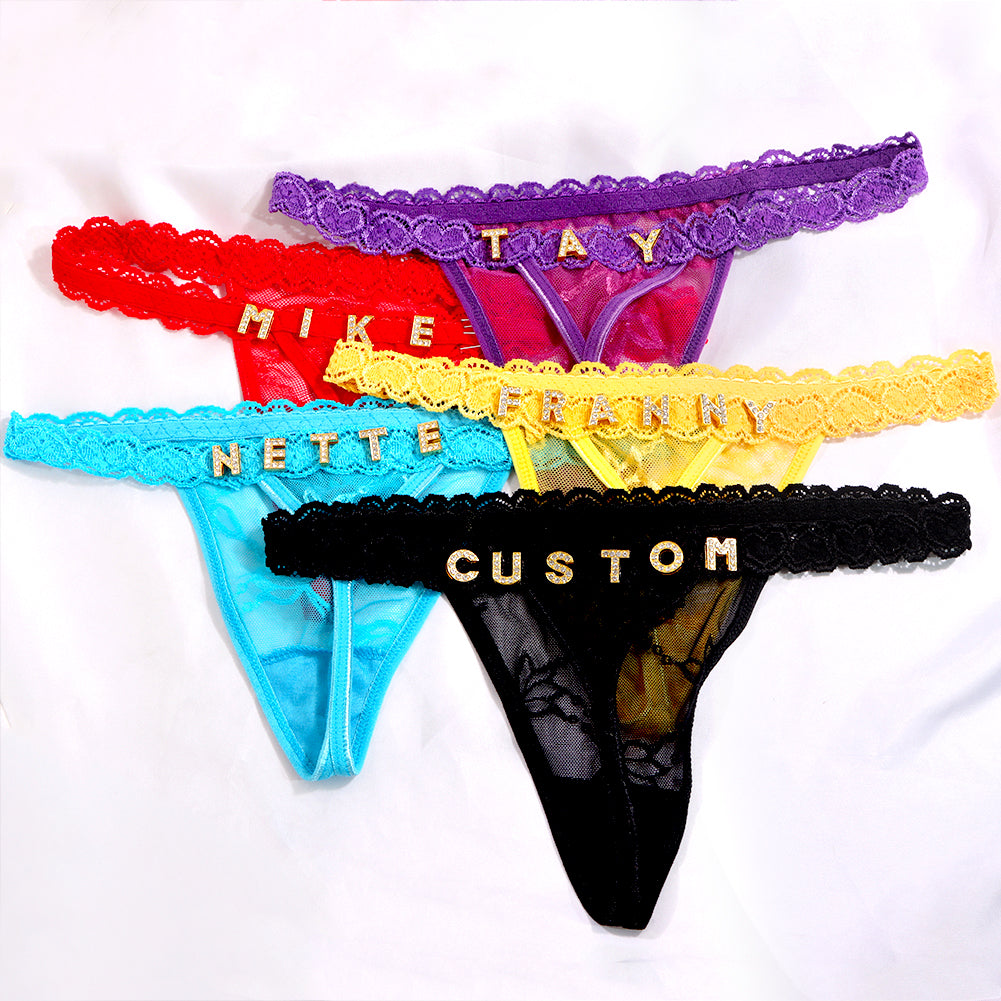 Custom Lettered Lace Thong