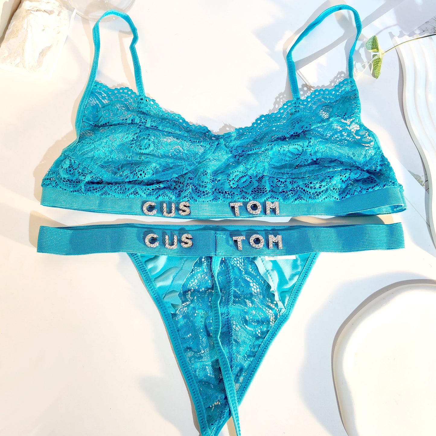 Personalized Custom Crystal Monogrammed lingerie Set