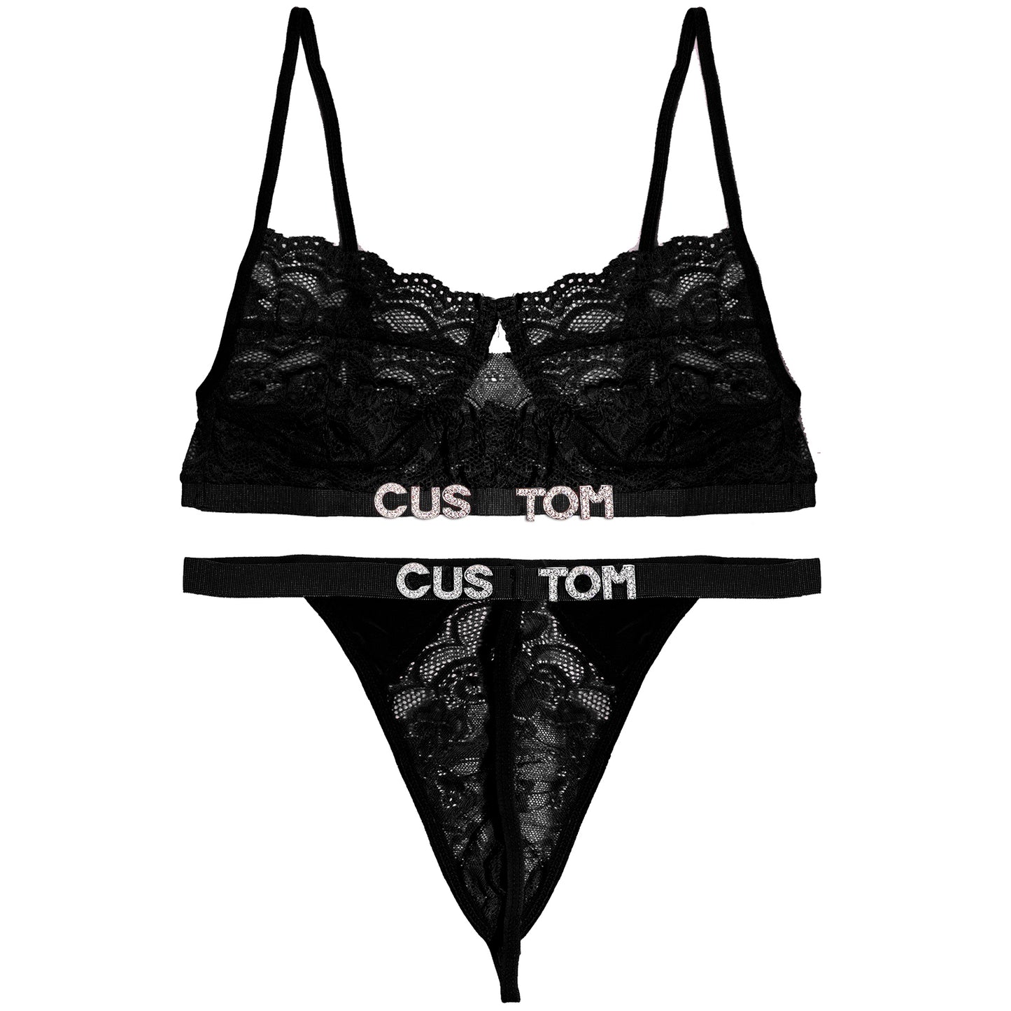 Personalized Custom Crystal Monogrammed lingerie Set