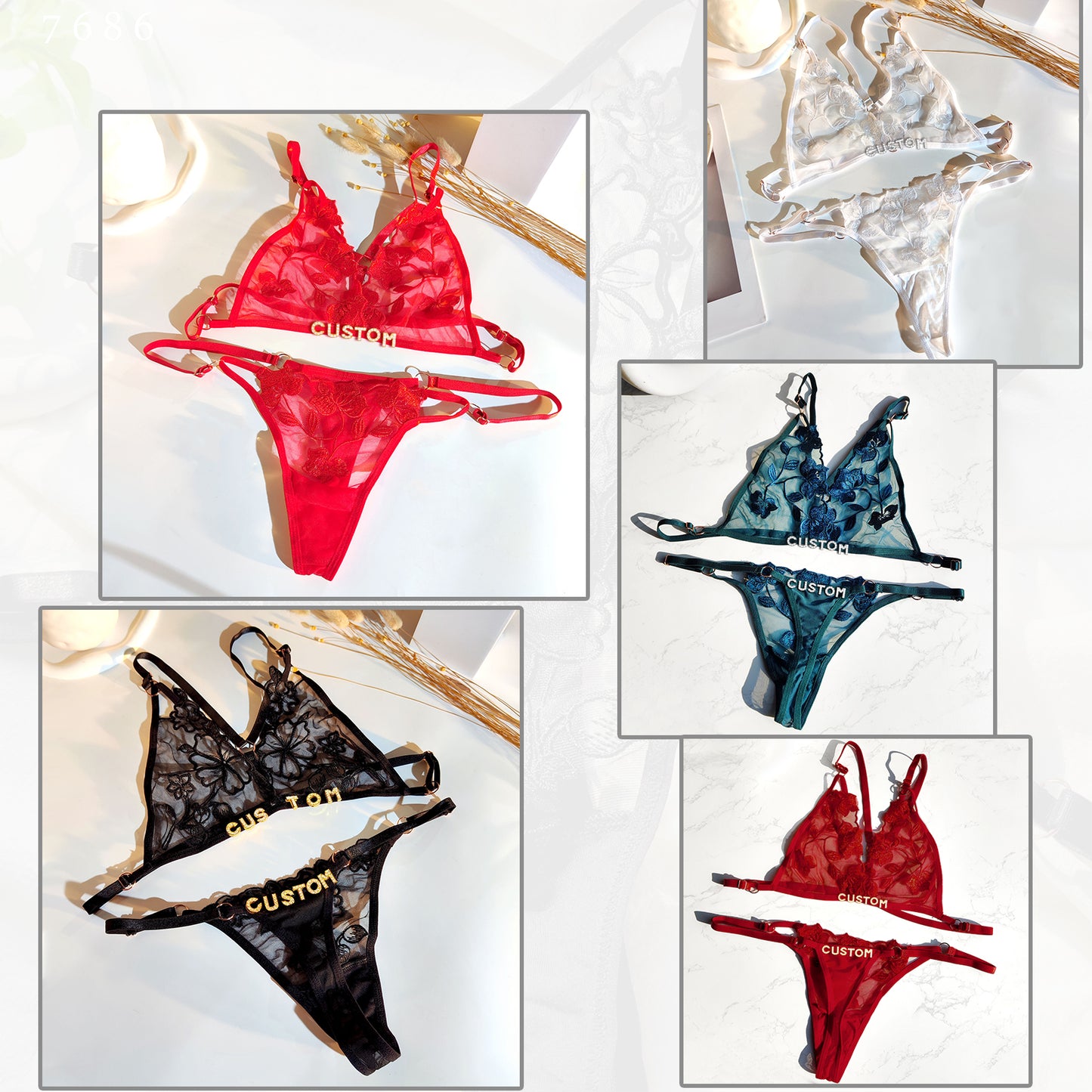 Sexy Custom Name Bra and Panty Lingerie Sets