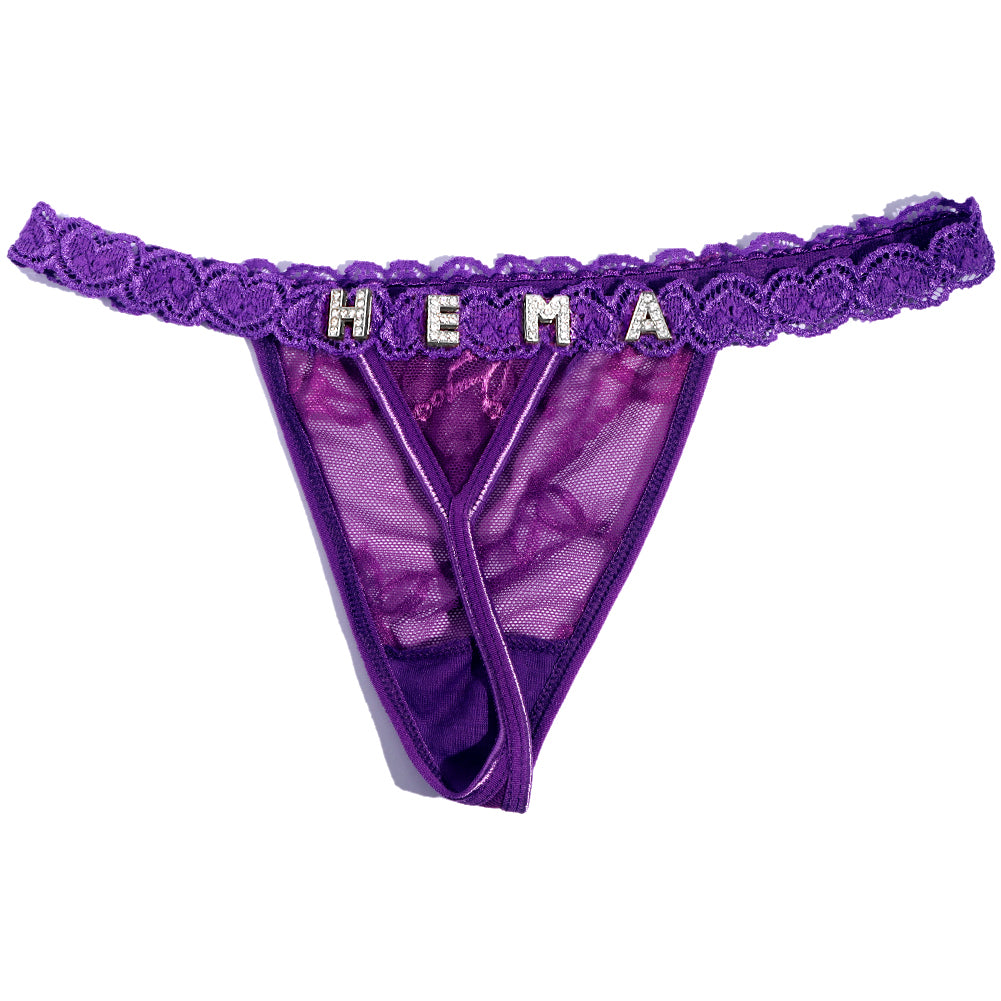 Custom Lettered Lace Thong